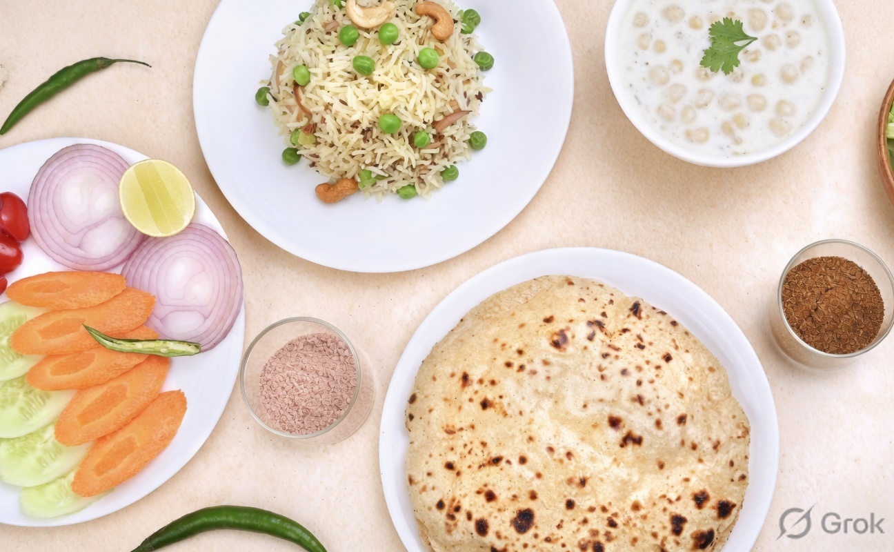 Chapati + Rice + Salad